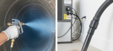 Antimicrobial treatments during duct cleaning