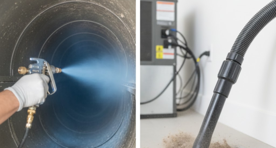 Antimicrobial treatments during duct cleaning