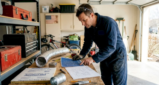 Technician reviews different residential duct types