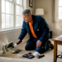 Homeowner inspecting residential air duct vent