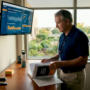 Hospital manager reviewing ventilation compliance
