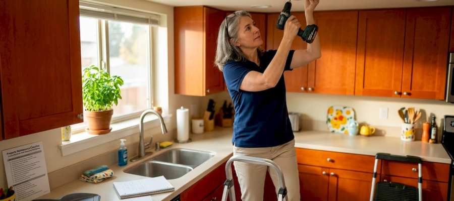 Property manager inspects kitchen vent cover