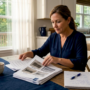 Property owner reviewing duct cleaning documents