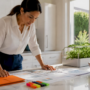 Scientist reviewing indoor air quality reports at home