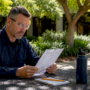 Facility manager reviewing duct cleaning cost invoice