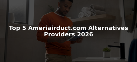 Man reviewing air duct cleaning service brochure in kitchen