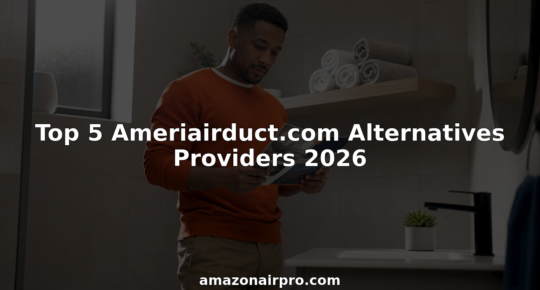 Man reviewing air duct cleaning service brochure in kitchen