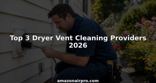 Technician inspecting dryer vent pipe outside home