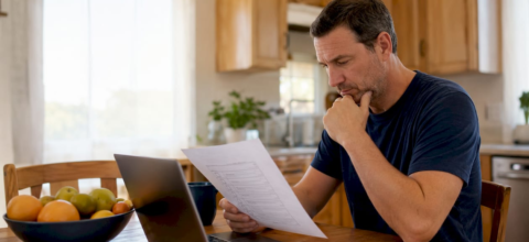 Homeowner reviewing duct cleaning options at home