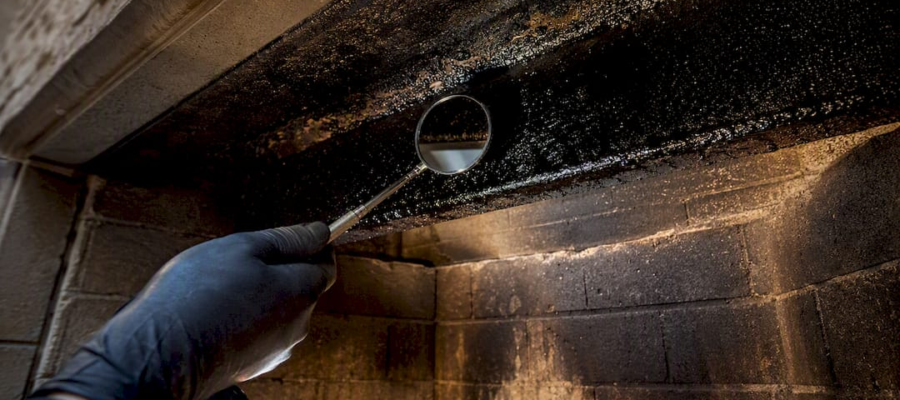 Glazed creosote on fireplace damper