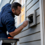 Technician cleaning a home dryer vent