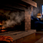 Smoke spilling from a fireplace during backdraft