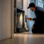 Technician evaluating HVAC UV lamp placement