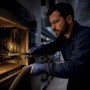 Technician cleaning restaurant HVAC ductwork