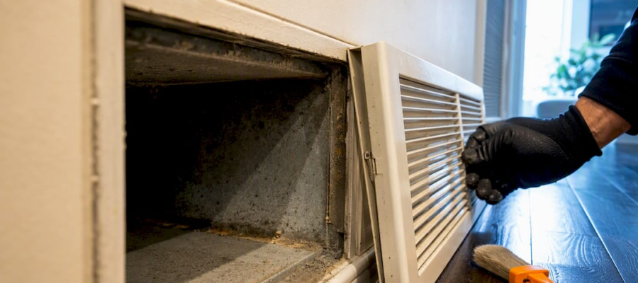 Smoke residue inside residential return duct